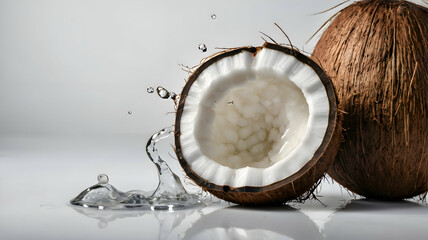 Fresh Tropical Coconut Water – White Background for Ads & Packaging
