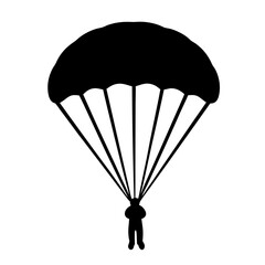 Silhouette of a Skydiver with Parachute against White Background Illustration