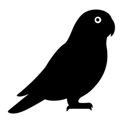 Stylized vector image of a dark silhouette of a lovebird parrot