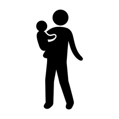 Stylized icon illustrating a parent carrying their child in arms