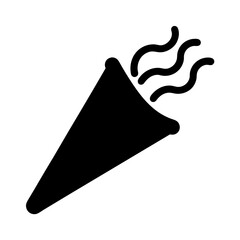 Black silhouette of a party horn blower creating a festive atmosphere