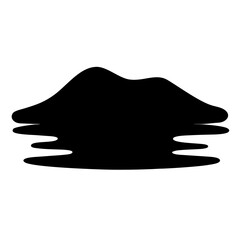 Abstract Black Blob on White Background with Wavy Edges and Undulating Form