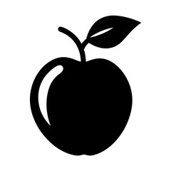 Silhouette of a ripe apple with stem and leaf, simple graphic icon