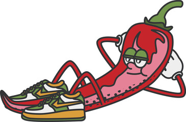 Retro and Cartoon Style Chilli Character Clipart