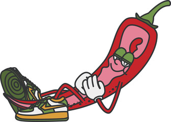 Retro and Cartoon Style Chilli Character Clipart