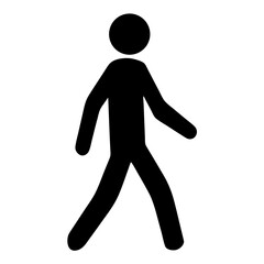 Simple black silhouette of a person walking on a white background image