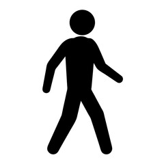 Simple Black Silhouette of a Walking Person on a White Background Icon