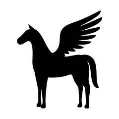 A Majestic Silhouette of a Winged Horse Soaring with Grace and Power