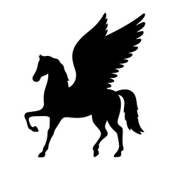 Fototapeta premium Silhouette of a majestic Pegasus with large wings on a white background