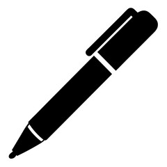 Black Marker Pen Illustration of a Simple Writing Tool on White Background