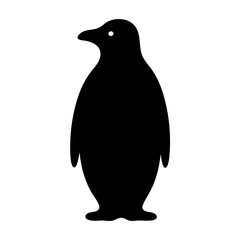 Black silhouette of a penguin on a white background, standing upright