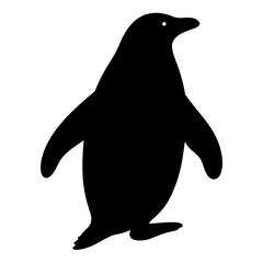 Silhouette of a penguin standing straight on white background simplicity