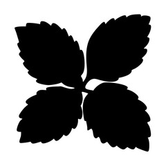 Silhouette of four strawberry leaves, elegant and botanical design, plant emblem