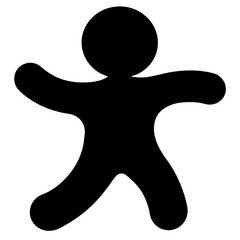 A black silhouette of a person doing a star jump or dance