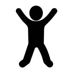 Silhouette of a person with arms raised and legs spread jumping