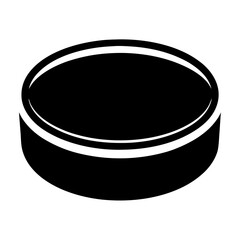 Simple Black Hockey Puck Graphic Design with White Borders on White Background