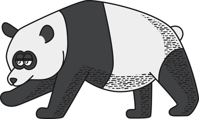 Retro and cartoon style panda character illustration