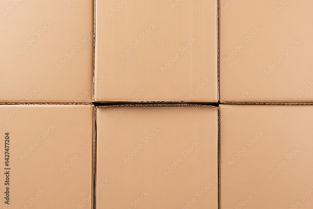 Aufkleber stacked brown cardboard boxes create an abstract pattern. packing, moving, and storage concept with 