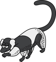 Retro and cartoon style monkey character illustration