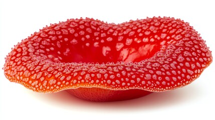 Examining Red Hydnora Africana Flower Displaying Bumpy Surface and Unique Shape