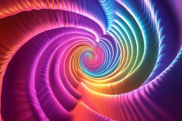 A fractal design with swirling neon shapes, glowing in psychedelic colors, creating a hypnotic, infinite loop, created by ai