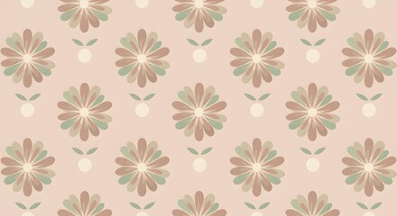 Elegant Floral Pattern Soft Pink and Brown Daisy Design for Textile and Wallpaper