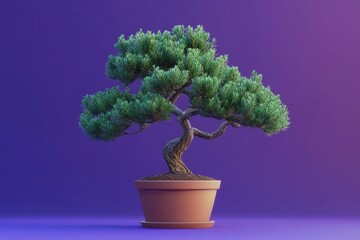 Vibrant bonsai, meticulously crafted, in a terracotta pot.