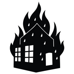 Cute Burning Building Illustration