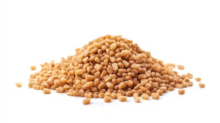 Heap of Delicious Brown Sugar Granules on a White Background