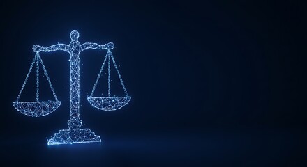 Modern, glowing scales of justice, symbolizing fairness.