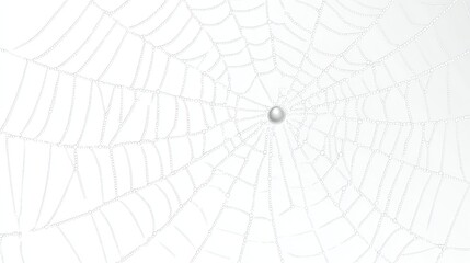 Obraz premium Spiderweb Covered in Dewdrops on a White Background Creates Natural Texture