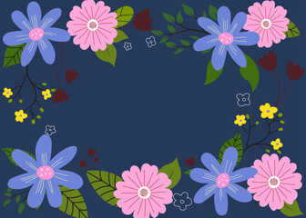 Colorful Floral Frame with Hand-Drawn Style. Perfect for greeting cards, wedding invitations, posters, and social media templates.