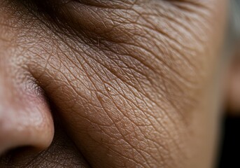 Close-up of Wrinkled Skin Texture Aging and Beauty