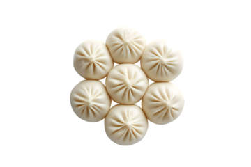 Seven delicious steamed buns arranged in a flower shape a culinary delight,
