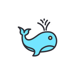 Whale colored icons, minimalist vector illustration ,simple transparent graphic element .Isolated on white background