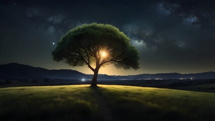Ancient Tree and Milky Way