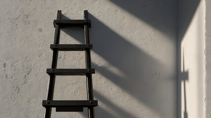 Grey Wall With Black ladder on the Left Side