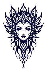 woman tribal tatto vector design