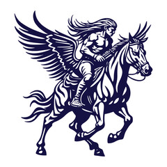 horse rider tribal tatto vector design