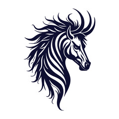 horse head tribal tatto vector design