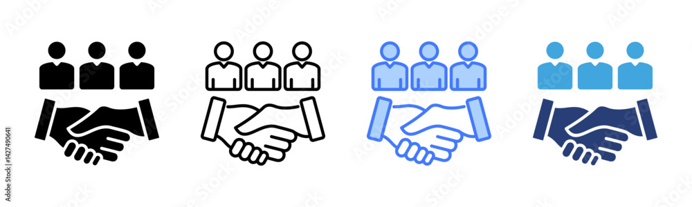 Poster teamwork icon sheet multiple style collection