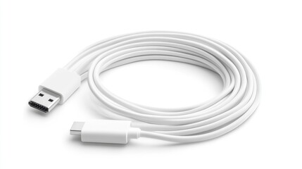 White USB-C to USB-A cable coiled