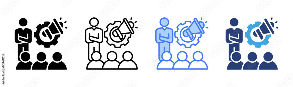 Poster leadership styles icon sheet multiple style collection