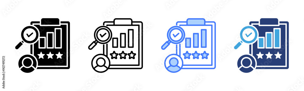 Poster Performance Review icon sheet multiple style collection