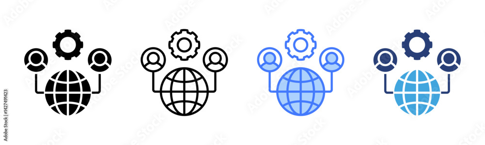Poster Outsourcing icon sheet multiple style collection
