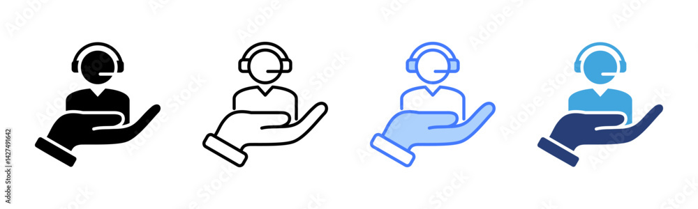 Poster customer service icon sheet multiple style collection