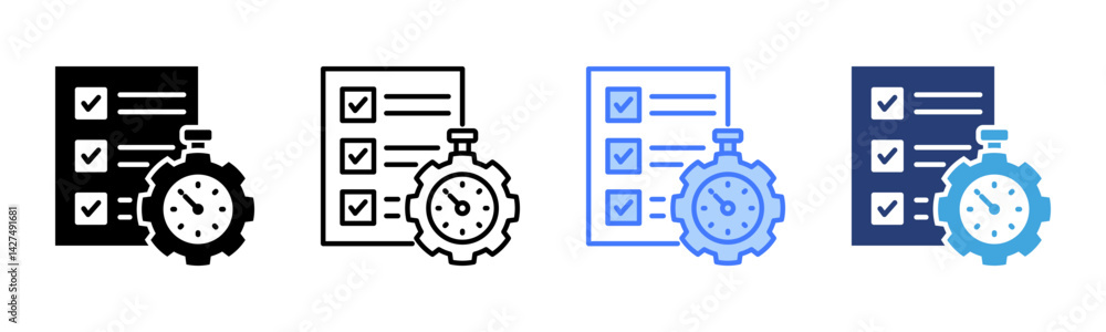 Poster Time Management icon sheet multiple style collection