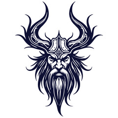 viking head tribal tatto vector design