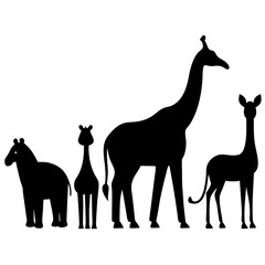 Fototapeta premium Set of Six Black Silhouette Animal Figures