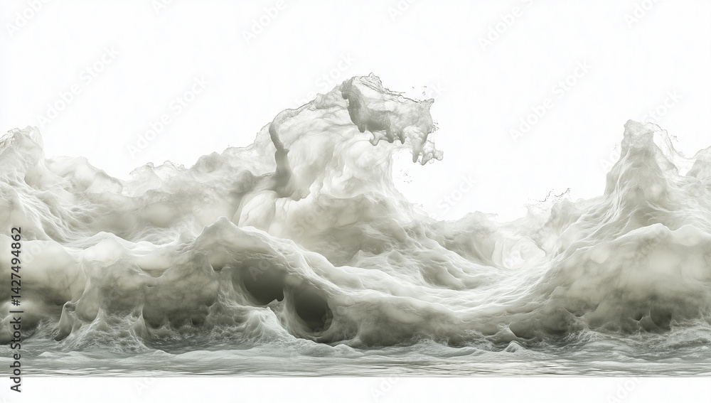 Poster a dynamic display of flowing liquid with a creamy texture against a pristine white background creati